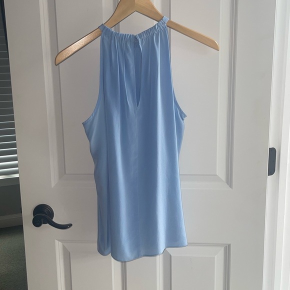 Diane Von Furstenberg DvF Baby Blue Silk Halter Pania Button Back Drape Small - Picture 8 of 8